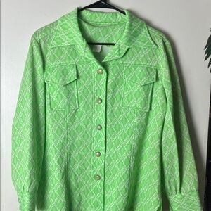Vibrant Green Soft Polyester Button-Up Shirt​